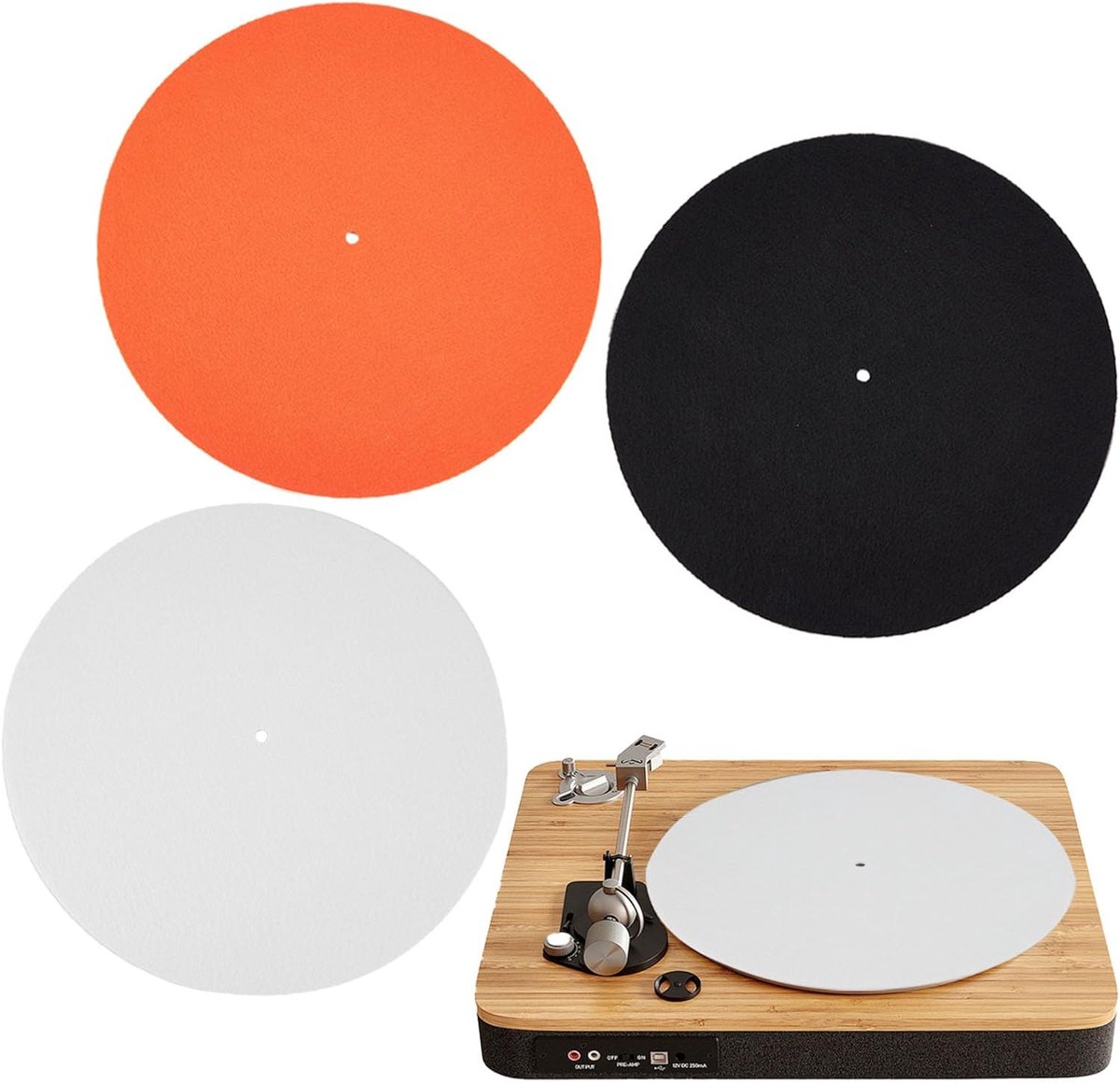 Dailygoods- Beschermmat Antislip - Platenspeler Mat 30,6 cm - Vilt - Set van 3 - Vinylplaten Bescherming - Antistatisch