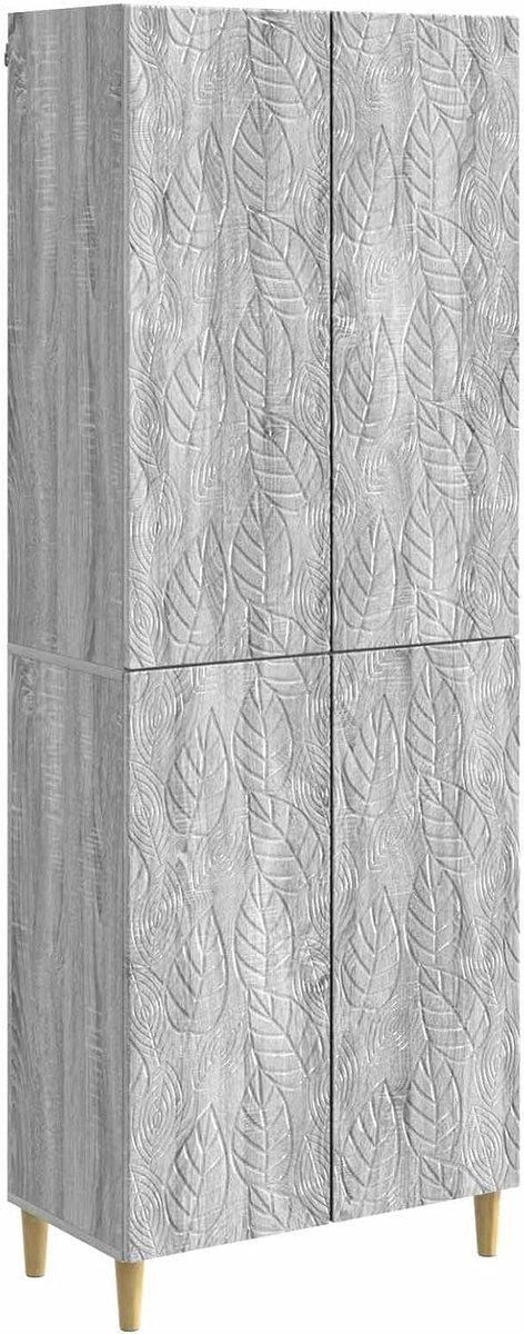 2 STK. Kastset, 4 deuren 66x34.5x90cm grijs Sonoma, midi-kast, hoge kast, houtmateriaal, stapelbaar, 20 kg per plank, voor slaapkamer, hal, woonkamer, kantoor 3416706