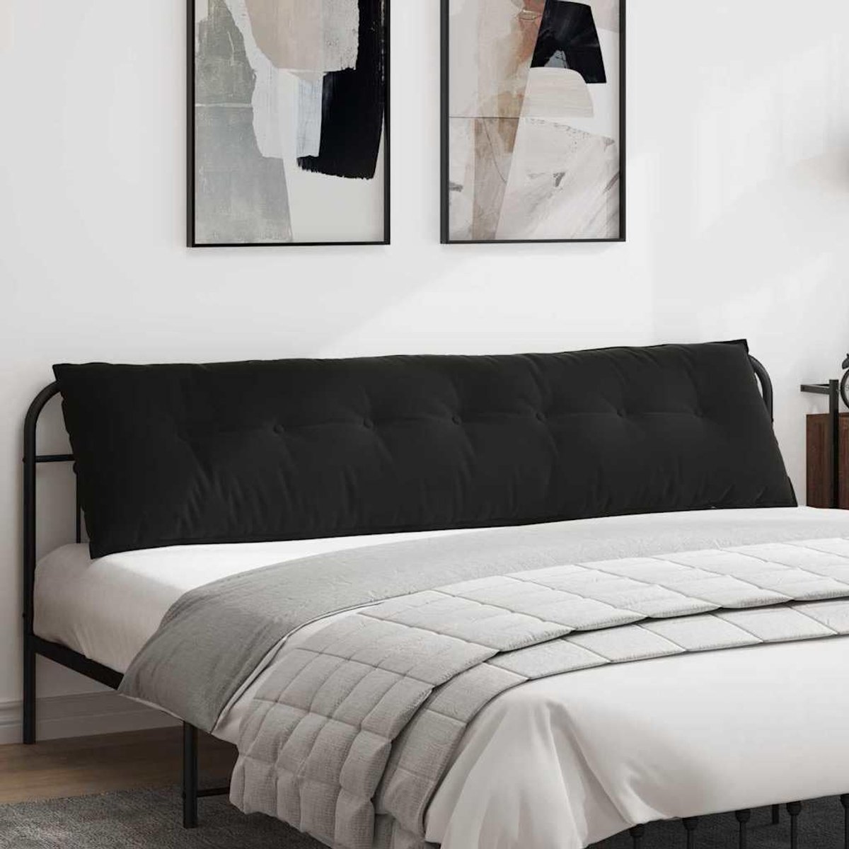 Corduroy, kussen voor rug, zwart, 200 x 50 cm