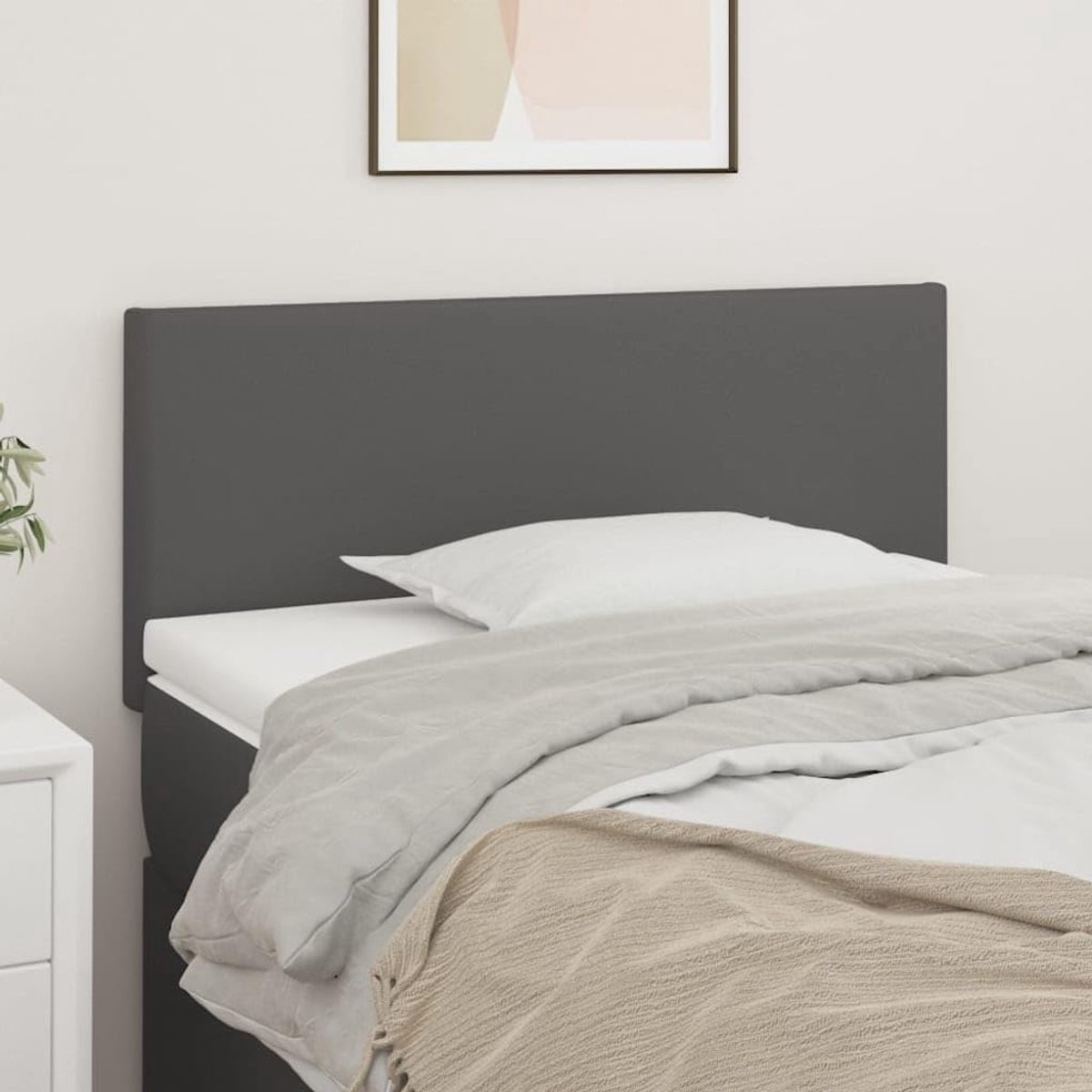 Hoofdeinde, grijs, 90 x 5 x 78/88 cm, kunstleer, hoofdeinde voor de slaapkamer, hotel, hoofdeinde, werkkamer, voor slaapkamer, tweede slaapkamer, hotel