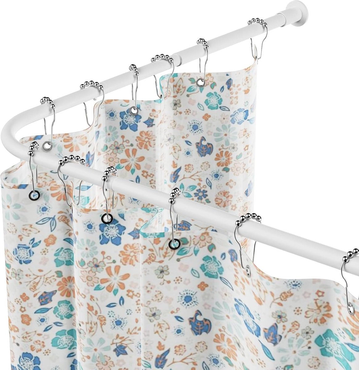 Dailygoods- Gordijnroede Uitschuifbaar 68-96 cm - Gordijnroede Zonder Boren - RVS Hoek Gordijnroede - Waterdicht - Inclusief 12 Ringen - Geschikt voor