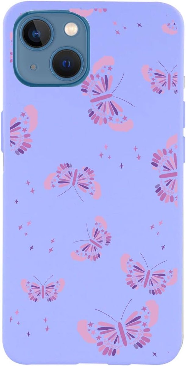 DE LAS CARCASAS Vlinder-beschermhoes voor iPhone 13 [flexibel, ultradun en robuust] siliconen hoes [Uniek design] [valbescherming]