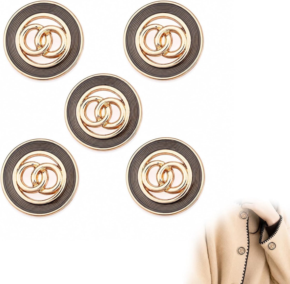 Knopen in dubbele vorm, 18 mm, hoogwaardige kwaliteit, voor kleding, naaiaccessoires en doe-het-zelf, jas, jas