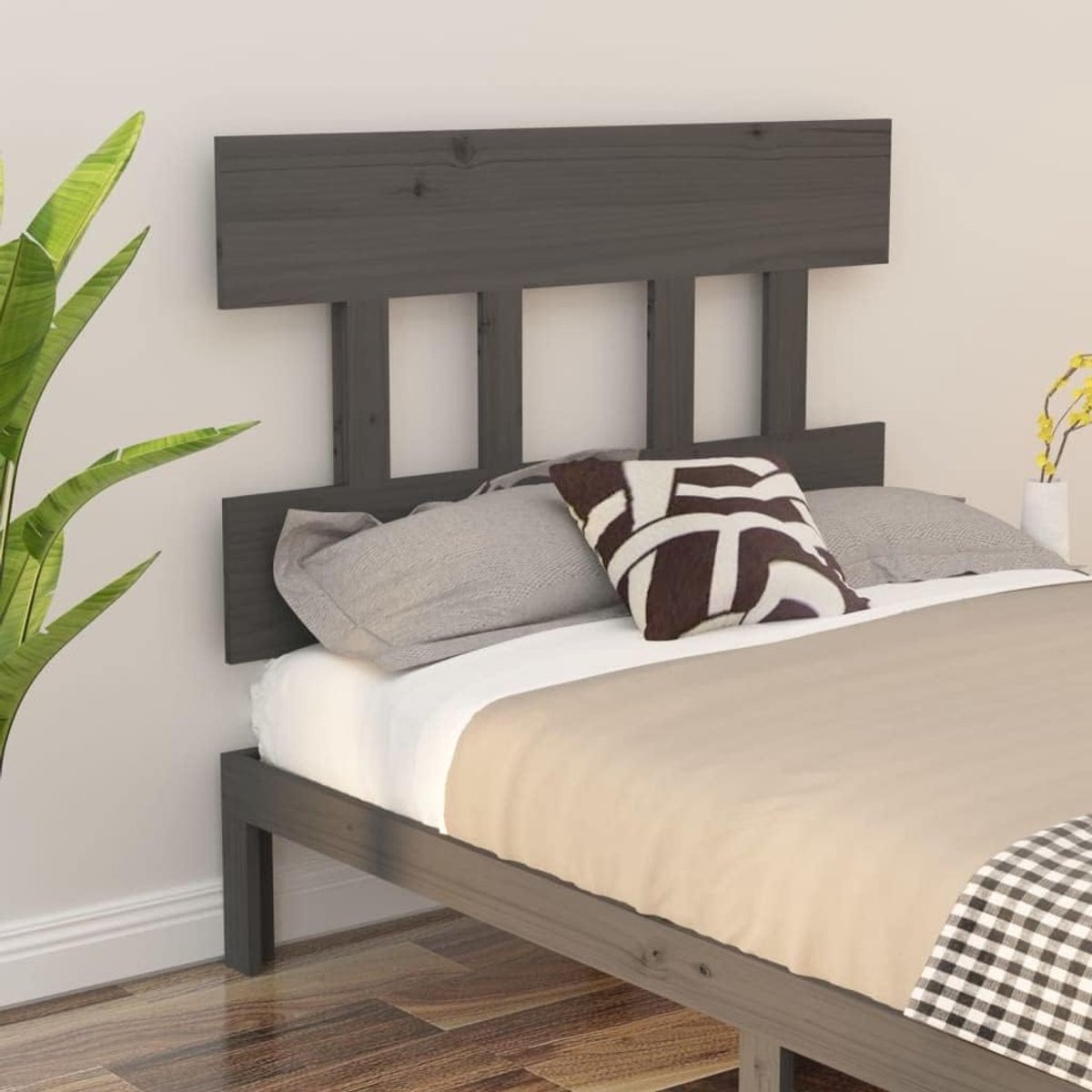 Hoofdeinde, grijs, 103,5 x 3 x 81 cm, massief grenen, hoofdeinde voor slaapkamer, hotel, hoofdeinde, werkkamer, voor slaapkamer, tweede slaapkamer, hotel