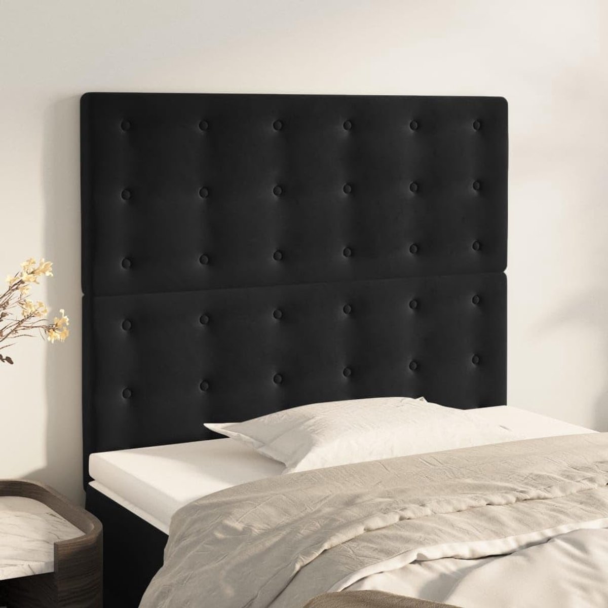 Hoofdsteunen 2 stuks zwart 90 x 5 x 78/88 cm fluwelen hoofdeinde voor slaapkamer slaapkamer meubels hotels