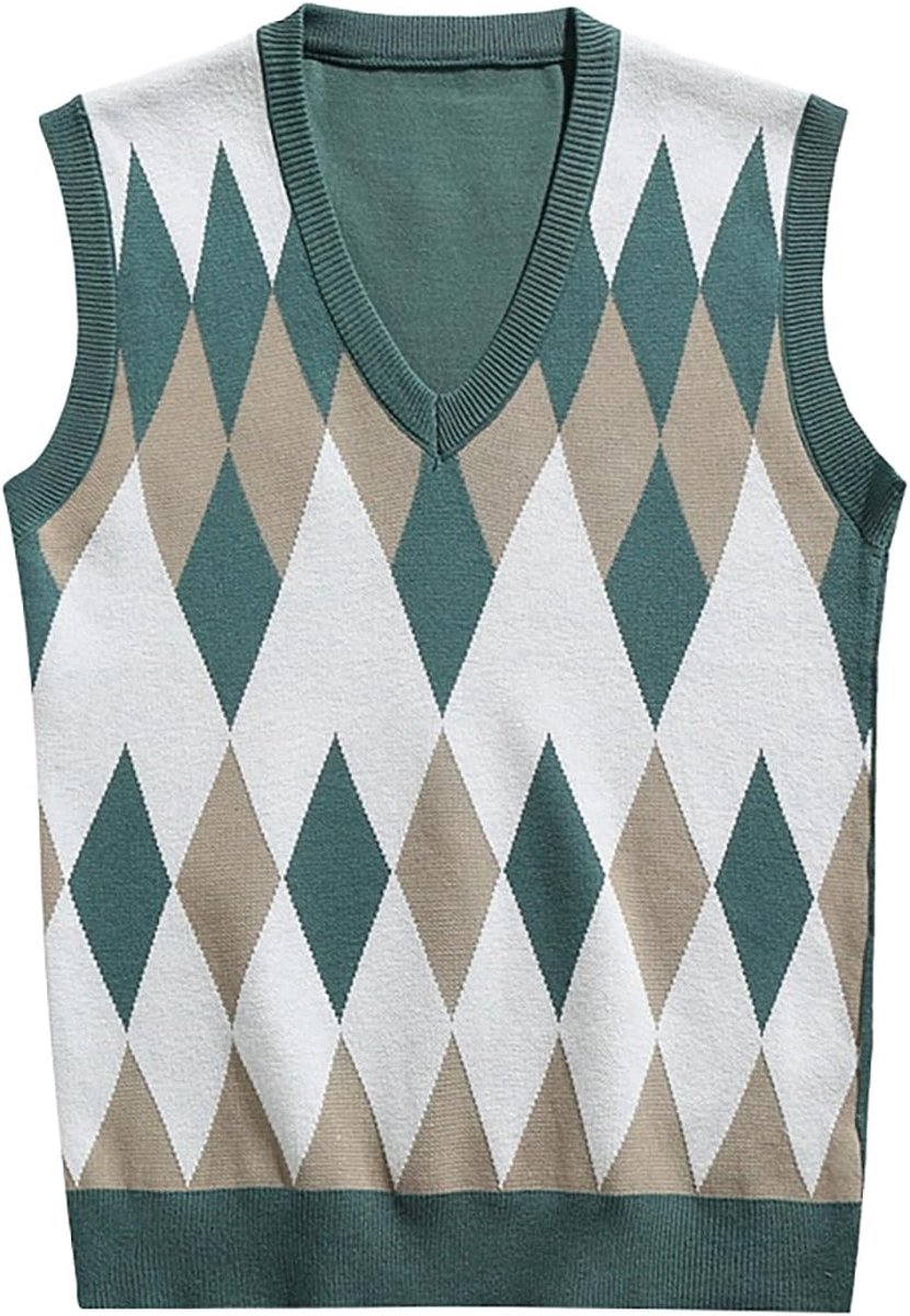 Trui voor heren, gestreepte bekleding, V-hals, tops