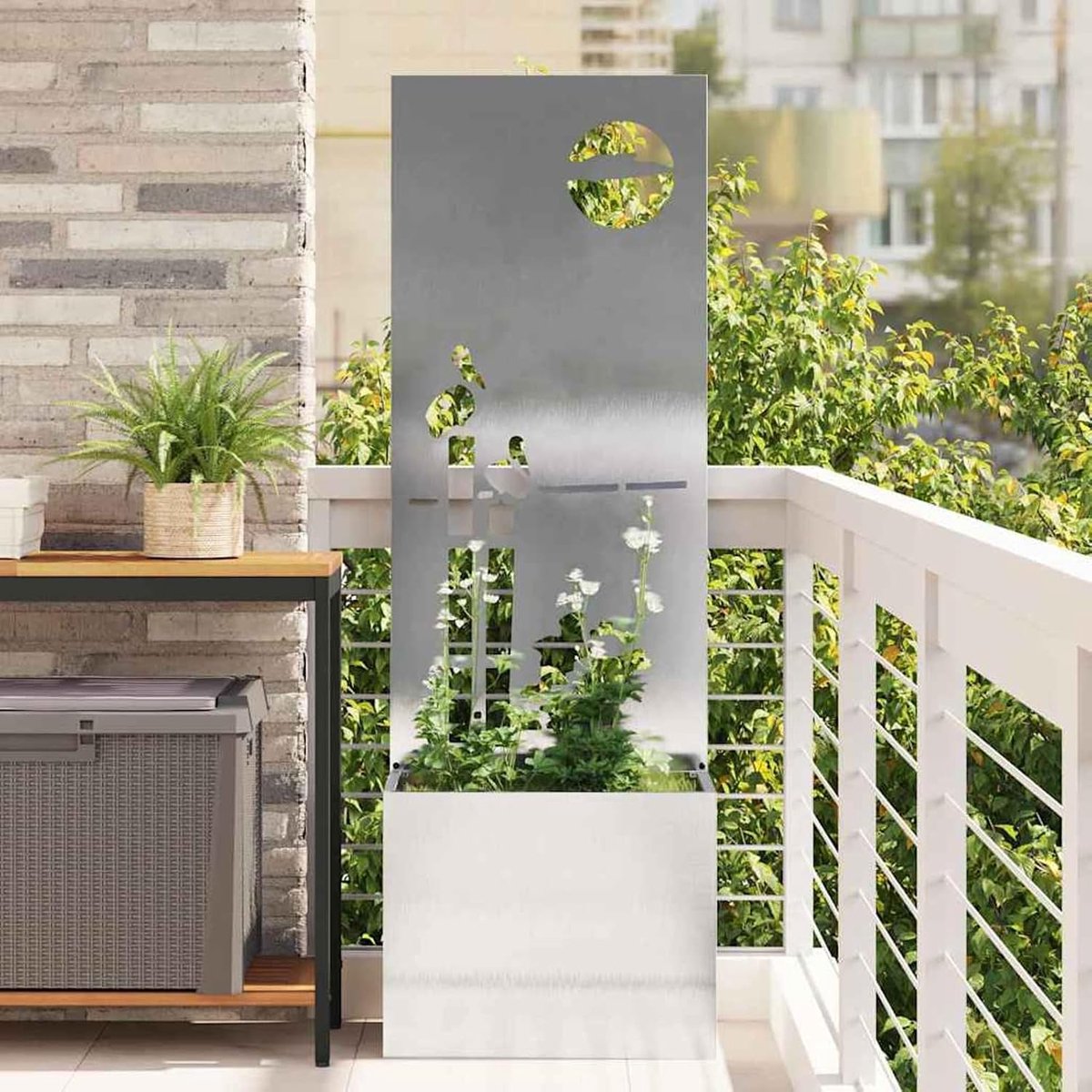 Tuin zichtwerend doek zilver 50 x 140 cm roestvrij staal, elegante zichtwerende elementen tuindecoratie muur voor balkon zwembad entree en hotel 876473