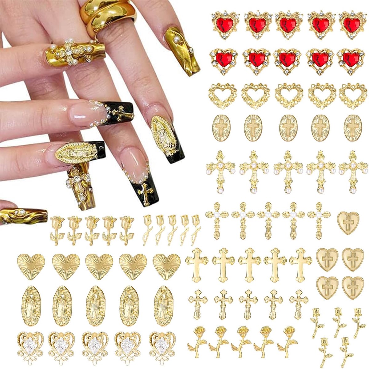 Dailygoods - Gouden Nagelbedeldecoraties Set met 80 Stuks voor DIY