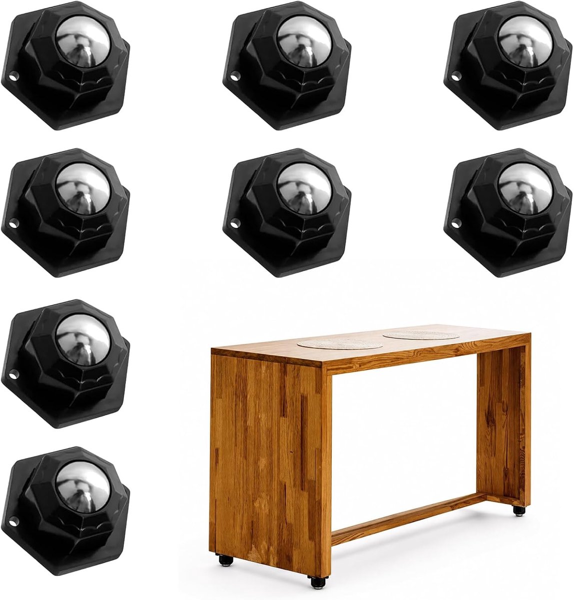 Meubelwielen voor keukenapparaten, 8 stuks zelfklevende meubelwielen voor kleine meubels, robuuste mini-kogelwielen met 360 graden draaibaar, stille meubelwielen voor kasten, laden