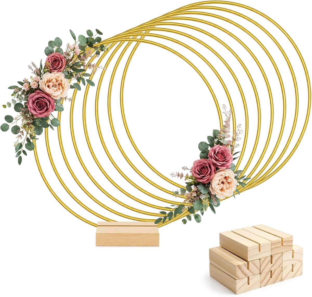 Ringen voor knutselen, 30 cm, zwart, met houten standaard (goud-25 cm)