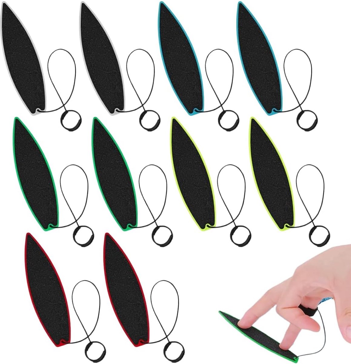 Set met 10 creatieve mini-vingersurfplanken voor meerdere groepen