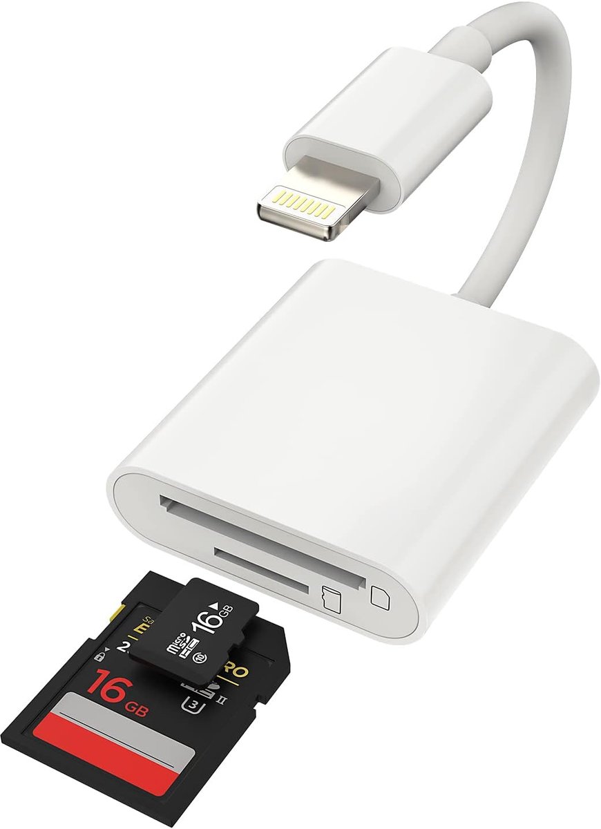 Adapter (2 in 1) Lightning voor Micro SD kaartlezer voor Apple iPhone 14 13 12 11 Pro Max 7 8 Plus voor iPad Air Reader Compact Flash Kabel Connector Memory Stick Adapter
