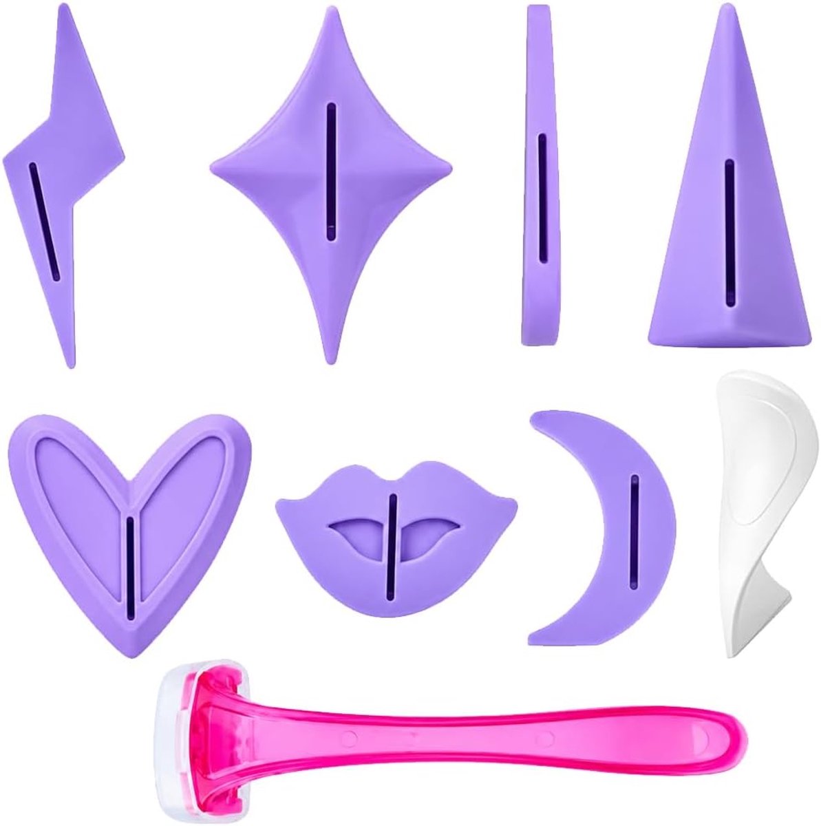 7-delige Bikini Trimmer Set Paars, Trimmer Voor Vrouwen Met Vormsjablonen Voor Lichaamsverzorging
