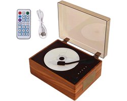 Draagbare cd-speler met Bluetooth en luidspreker, kleine retro dvd-speler met afstandsbediening, ondersteunt USB/AUX/Type-C, oplaadbare muziekspeler, 3,5 mm AUX desktop cd-speler (bruin)