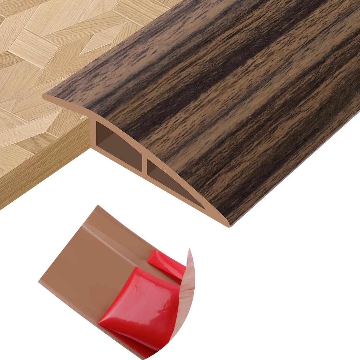 Drempellijst van pvc, overgangsband, laminaatvloer, tapijtovergangen (houtnerf, mistbruin, 10 mm x 1 m)