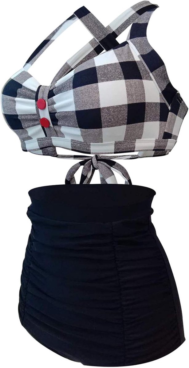 Bandeau Bikini Set Sexy Hoge Taille Badmode Push Up Badpak Gewatteerd Retro Halter Tankini