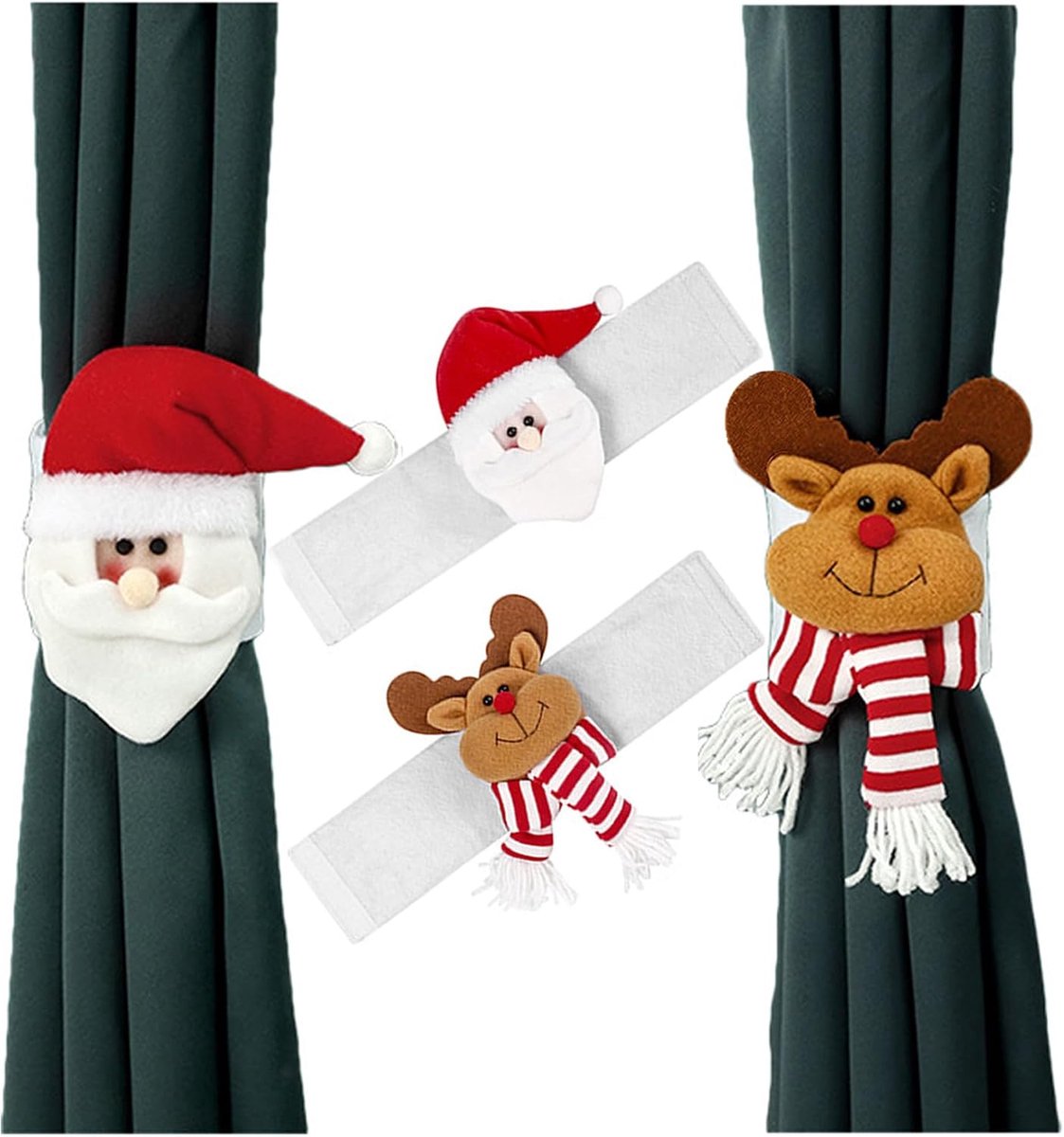 2 stuks gordijnhouders voor Kerstmis gordijn stropdas terug Kerstmis gordijngesp kerstman & sneeuwpop verstelbare gordijnriemen voor kerstgordijn decoratie