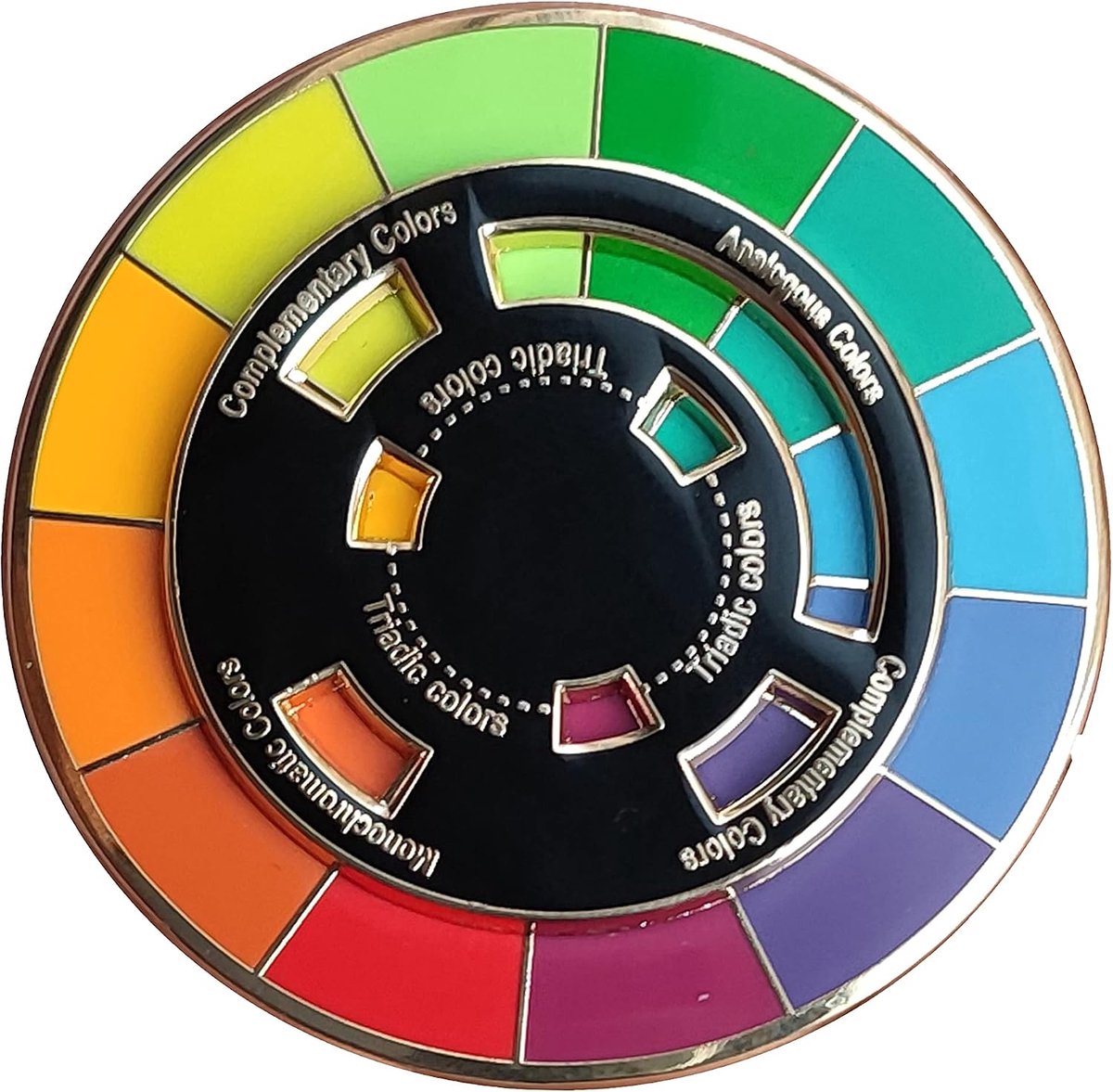 Kleur wiel emaille pin, het draaiende wiel beweegt mooi, kleur wiel broche (kleur wiel emaille pin)