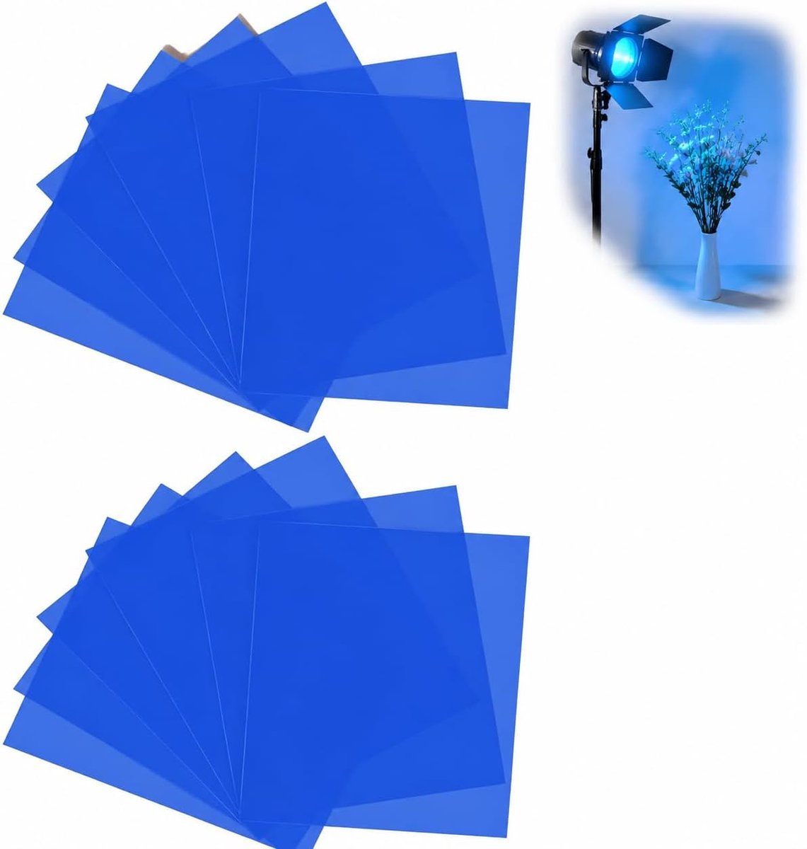 12 Stuks Donkerblauwe Kleurcorrectie Gelfilters A4 Transparante Kleurenfolie voor Fotografie, Video, Film, Theater en Lichtdecoratie