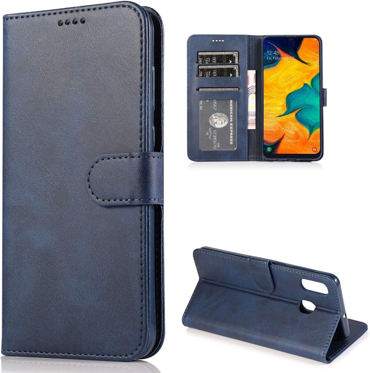 Hoes voor Samsung Galaxy A20E beschermhoes leer, donkerblauw