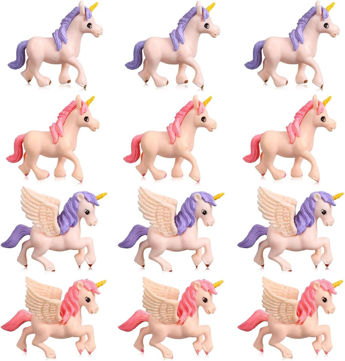 12 stuks kleine eenhoornfiguren, prachtige eenhoornfiguren, klein, schattige eenhoorn-taartdecoratie, verjaardag, minifiguren, eenhoorns voor feest, huisdecoratie, themafotografie, desktop