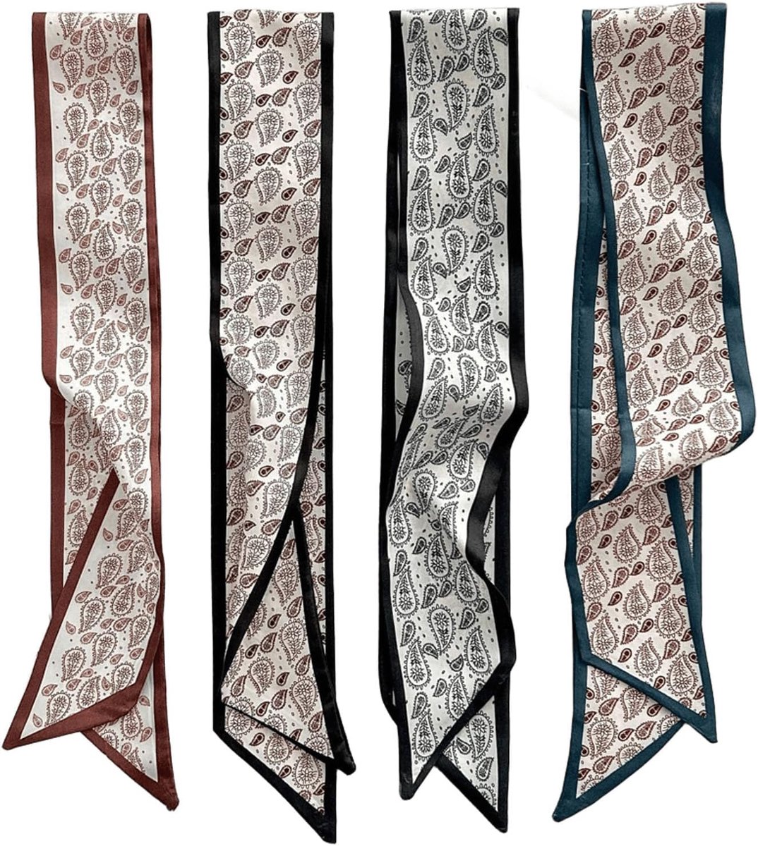 Halsdoeken voor dames, 90 x 6 cm, delicate smalle sjaal, romantische bloemenstijl, veelzijdige haarband, halsdoek, strohoeden en tasaccessoire