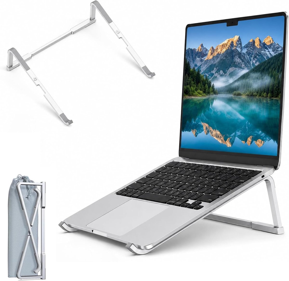 laptopstandaard, opvouwbare aluminium laptopstandaard, ergonomisch, geventileerde laptopverhoger, compatibel met MacBook Pro/Air, Dell, HP, Lenovo, voor laptops van 10-17,3 inch