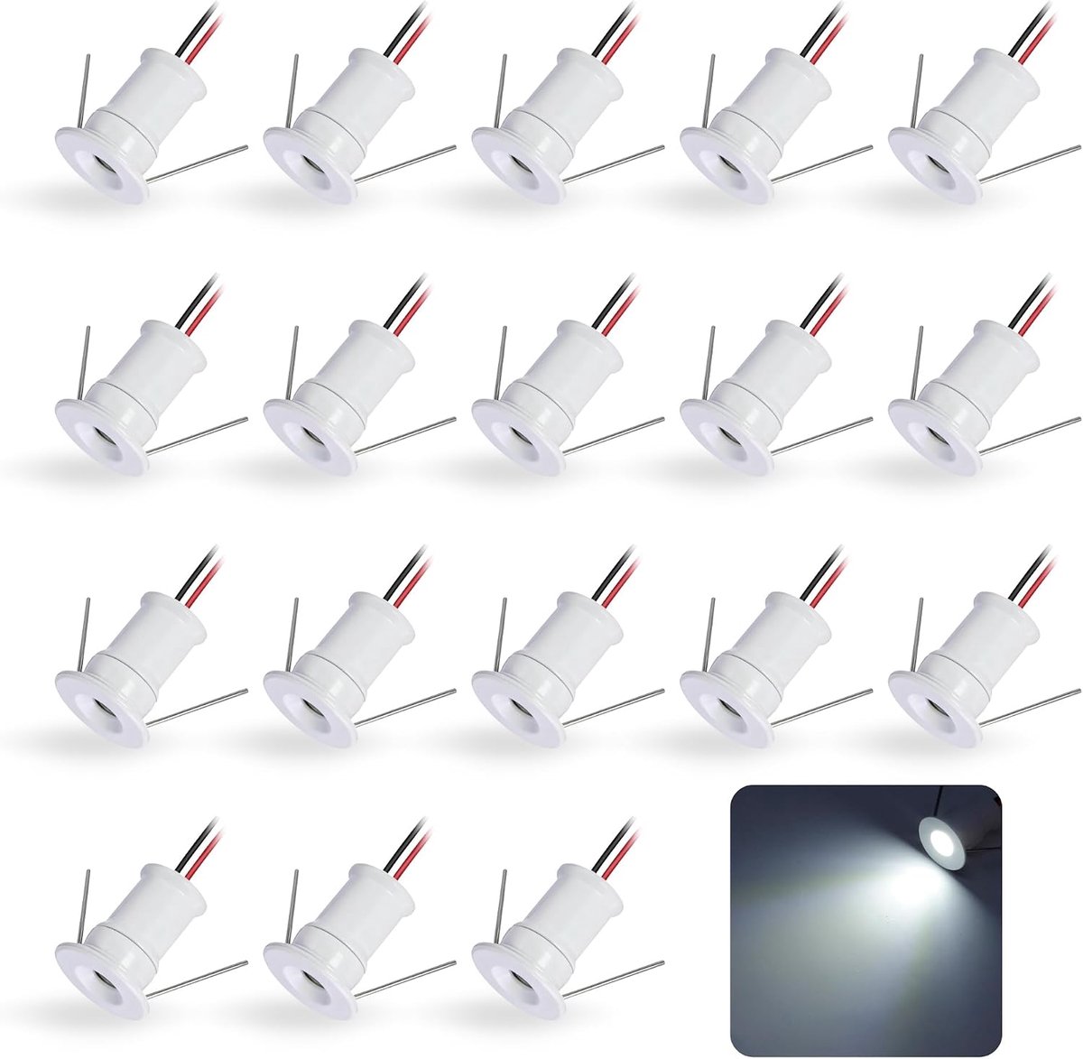 1 W, 12 V, IP65, 18 stuks, Ø 15-18 mm, koud wit, 30°