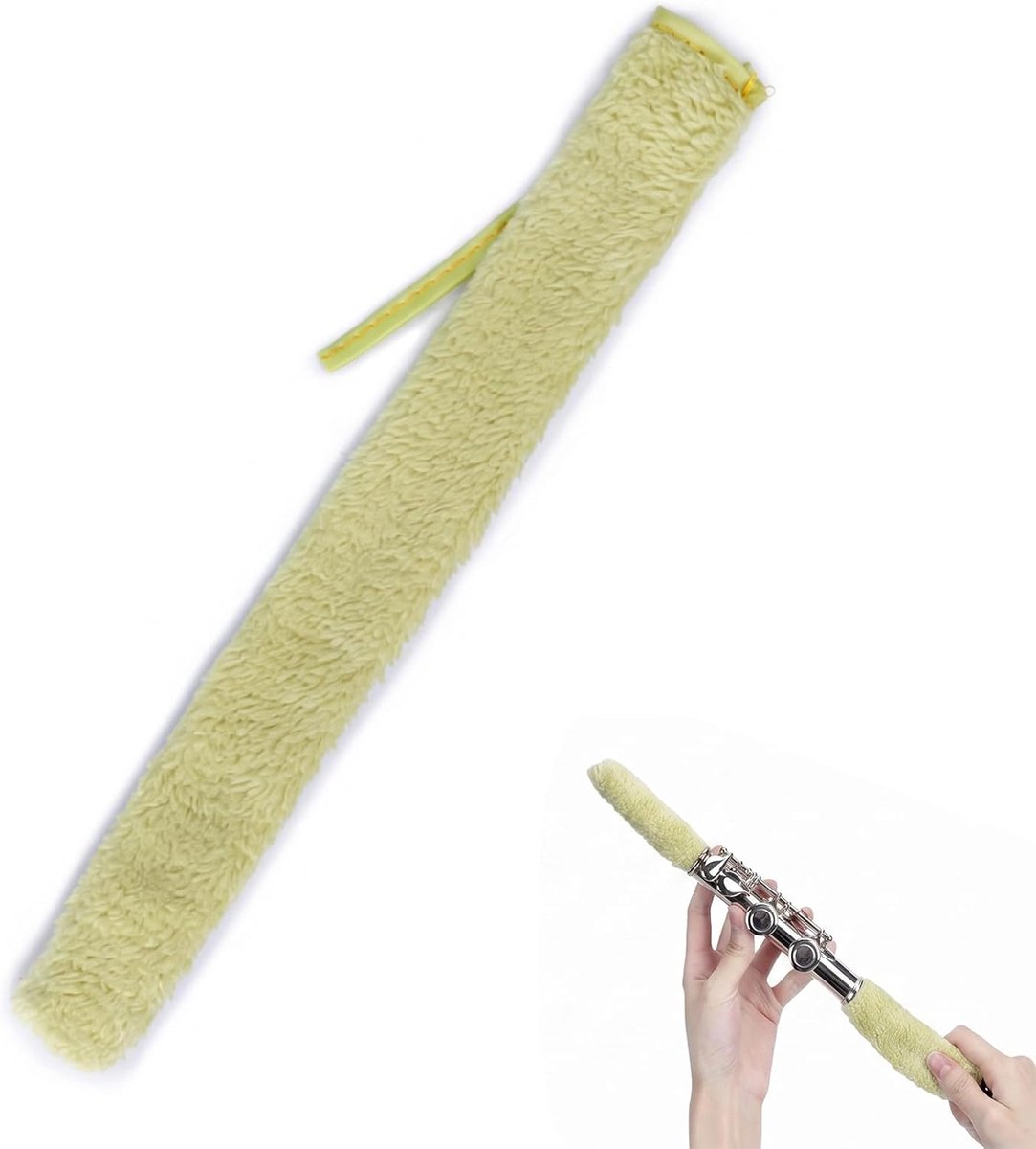 Reinigingsdoek voor fluit en windinstrumenten, absorberende borstel, 30 x 3,5 cm, voor dwarsfluit, trompet en cornet, verzorgingsaccessoires - groen