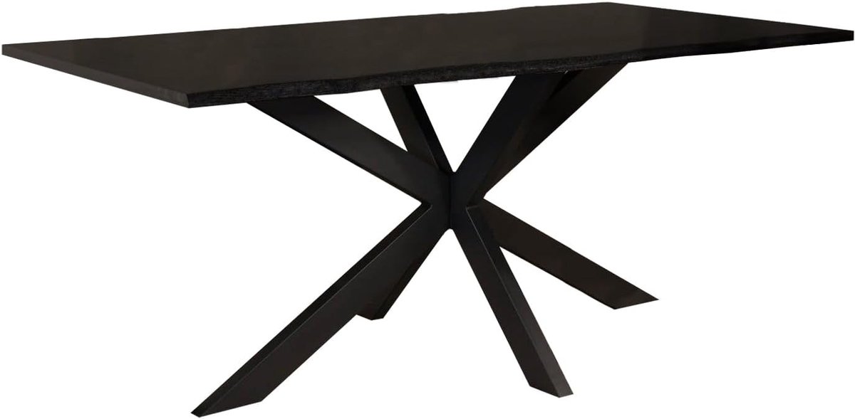 Eettafel langwerpig 180cm Jeffo zwart langwerpige tafel MDF eetkamertafel