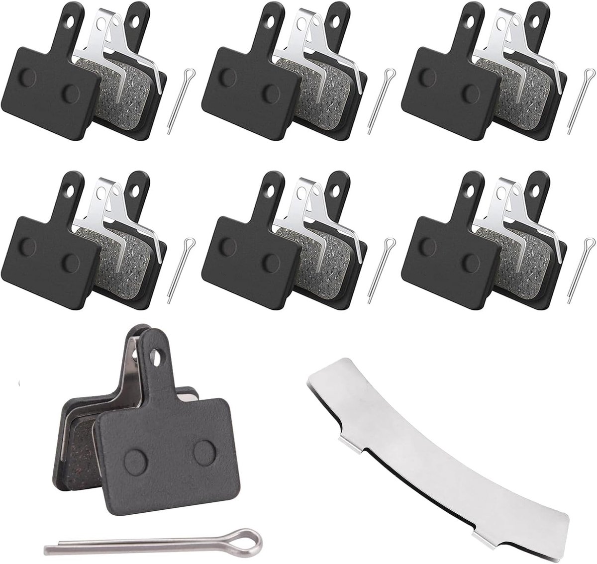 6 paar fietsremblokken, resin schijfremblokken, vervangbare fietsremblokken, remblokken fiets met rotor-insteller, fietsremblokkenset voor Shimano M515, C501, M415, M510, M375