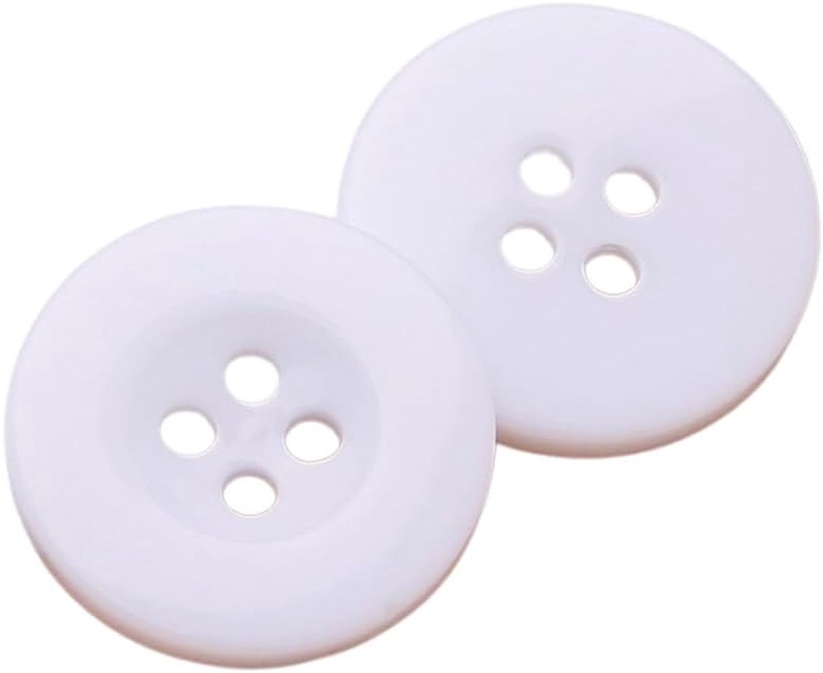 Knopen Ronde Knopen Harsknopen 4 Gat Knopen Naaiknopen Shirt Knoppen Sierknopen voor Jurken Naaien DIY Ambachten Scrapbooking Decoreren, Wit, 10mm