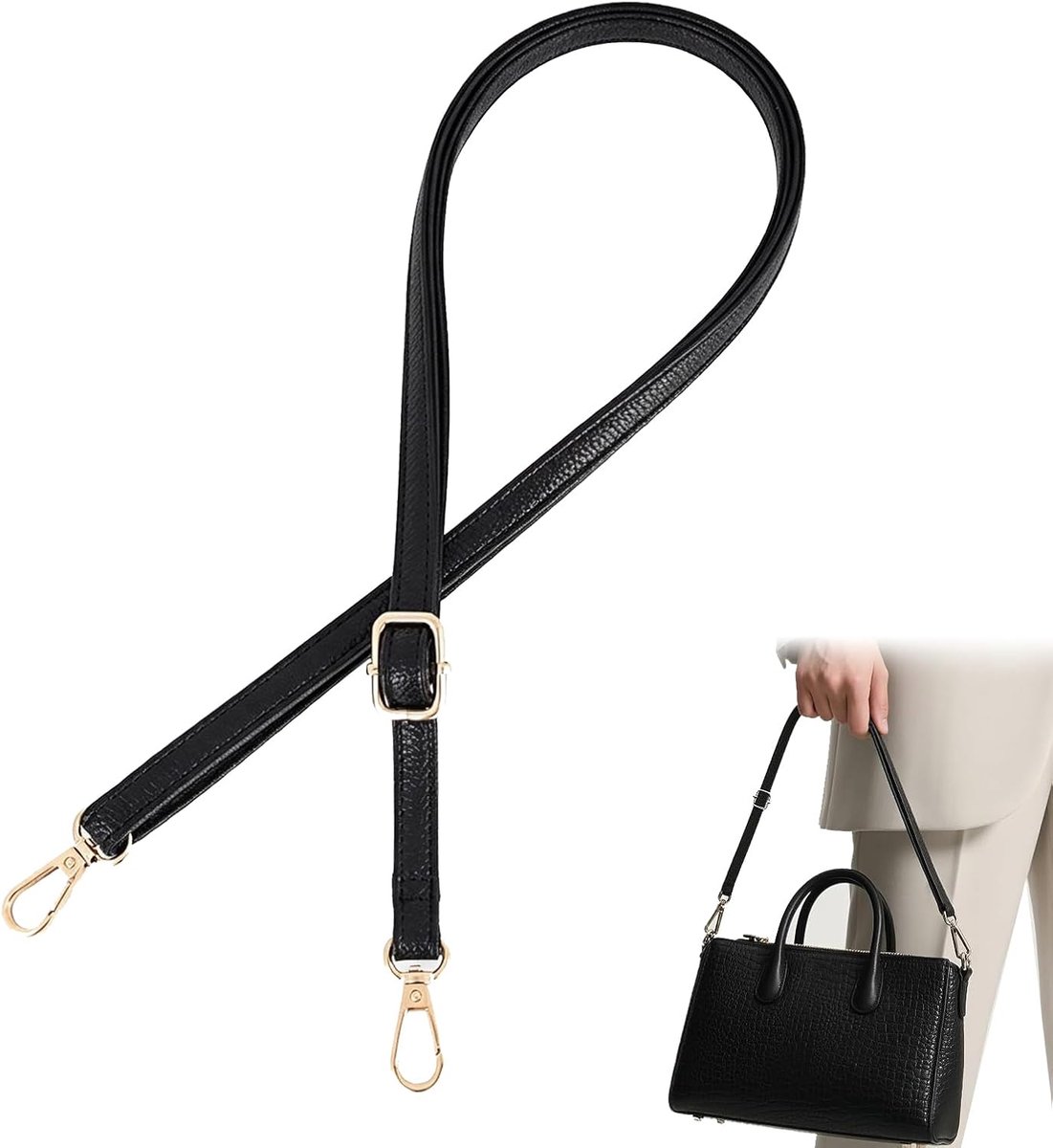 Leren schouderriem tas verstelbaar 70-130cm vervangbare band