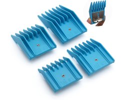 4 stuks professionele A5-stijl tondeuse bevestiging guard gids snijkammen set 76926-900, 1/8", 1/4", 3/8", 1/2", compatibel met Oster Classic 76 A5 Andis AG BG Wahl KM Huisdiergroomers (blauw)