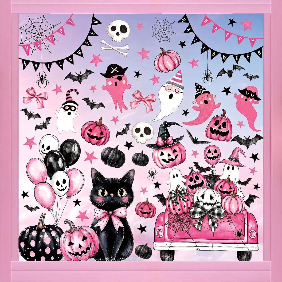 Raamstickers, roze, 6 vellen
