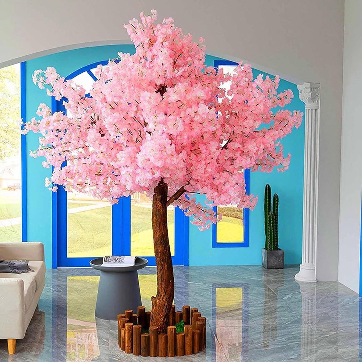 Kunstmatige Kersenbloesem Bomen Simulatie Perzik Tak Nep Sakura Bloem Wensboom Interieur Decoratie Hal Winkelcentrum Podium Landing Landschap,1.8X1.3M