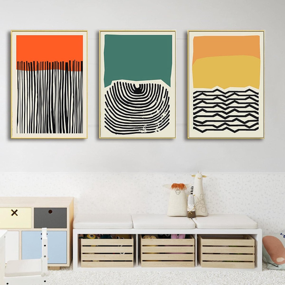 Kleurrijk Geel Rood Geometrisch Abstracte Muur Kunst Canvas Schilderij Poster Foto Print Thuis Woonkamer Decoratie 60x80cmx3 Frameless