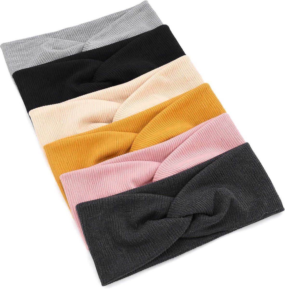 Banden voor kinderen, 6 stuks, elastische haarbanden voor meisjes van zachte stof, antislip en comfortabel, voor school, sport, (Tinta unita)