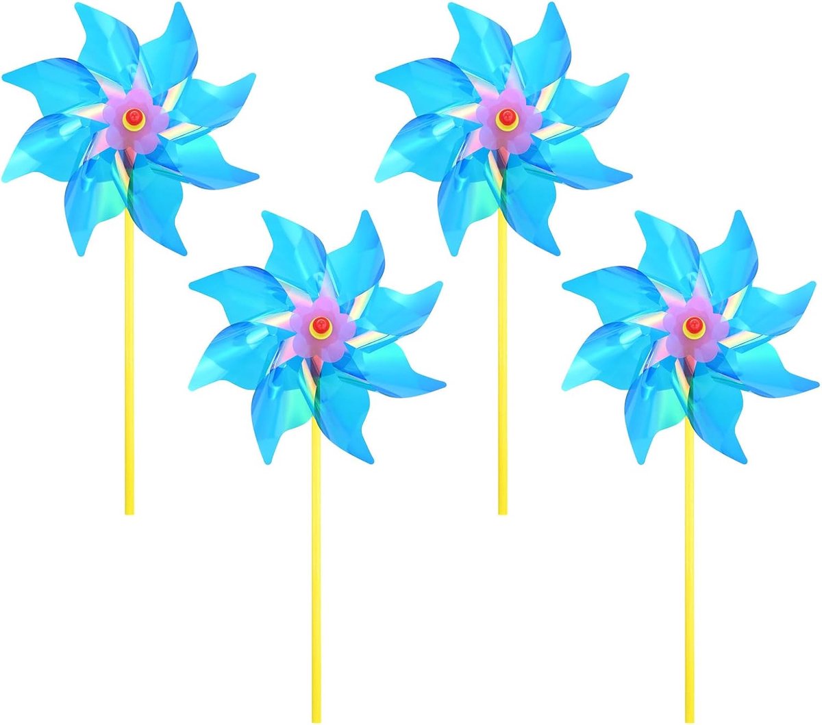Set van 4 regenboogwielen, 50 cm plastic windspinners buiten bloemenmolen voor feestdecoraties/tuin/tuin, speelgoed windspinners [blauw]
