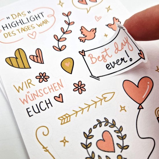 Gastenboek Bruiloft (6 Vellen) - Prachtige Stickers Voor Fotoalbum (Roze/Goud) — afbeelding 2