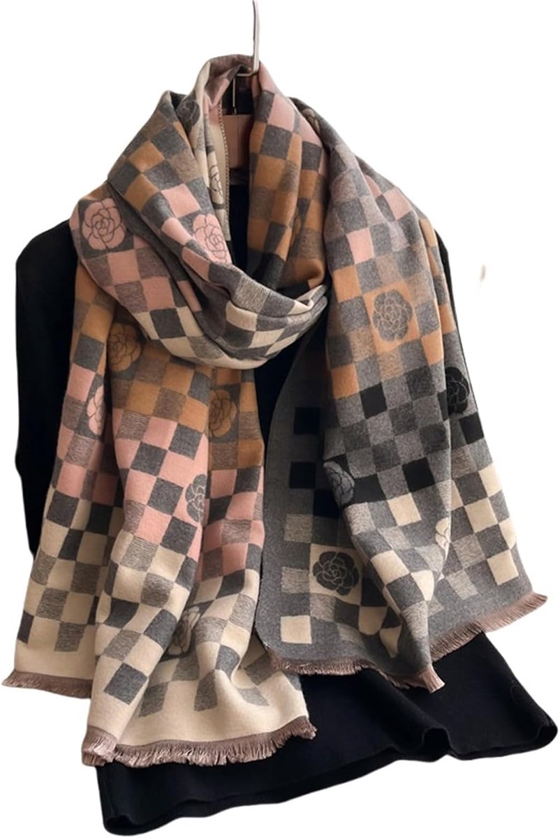Shawl wraps Autumn And Winter Plaid Imitation Cashmere Scarf Women'S Fashionable Warm Versatile Neck Shawl