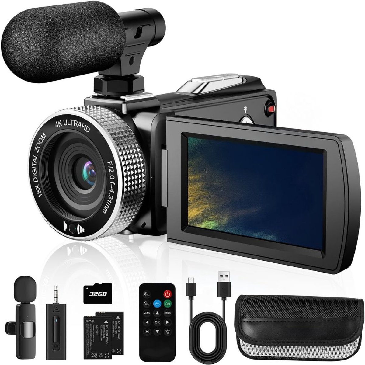 Zolvano® Handycam - Videocamera - Vlog Camera voor Beginners -Zwart