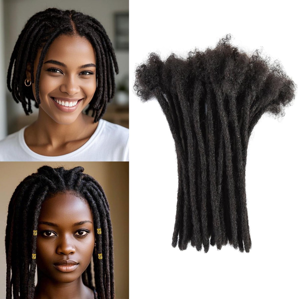 10 Strands Dreadlocks Extensions Human Hair Full Handmade Loc Extensions Hair voor Man/Vrouwen (8 Inch 0.6cm 10 Strands)