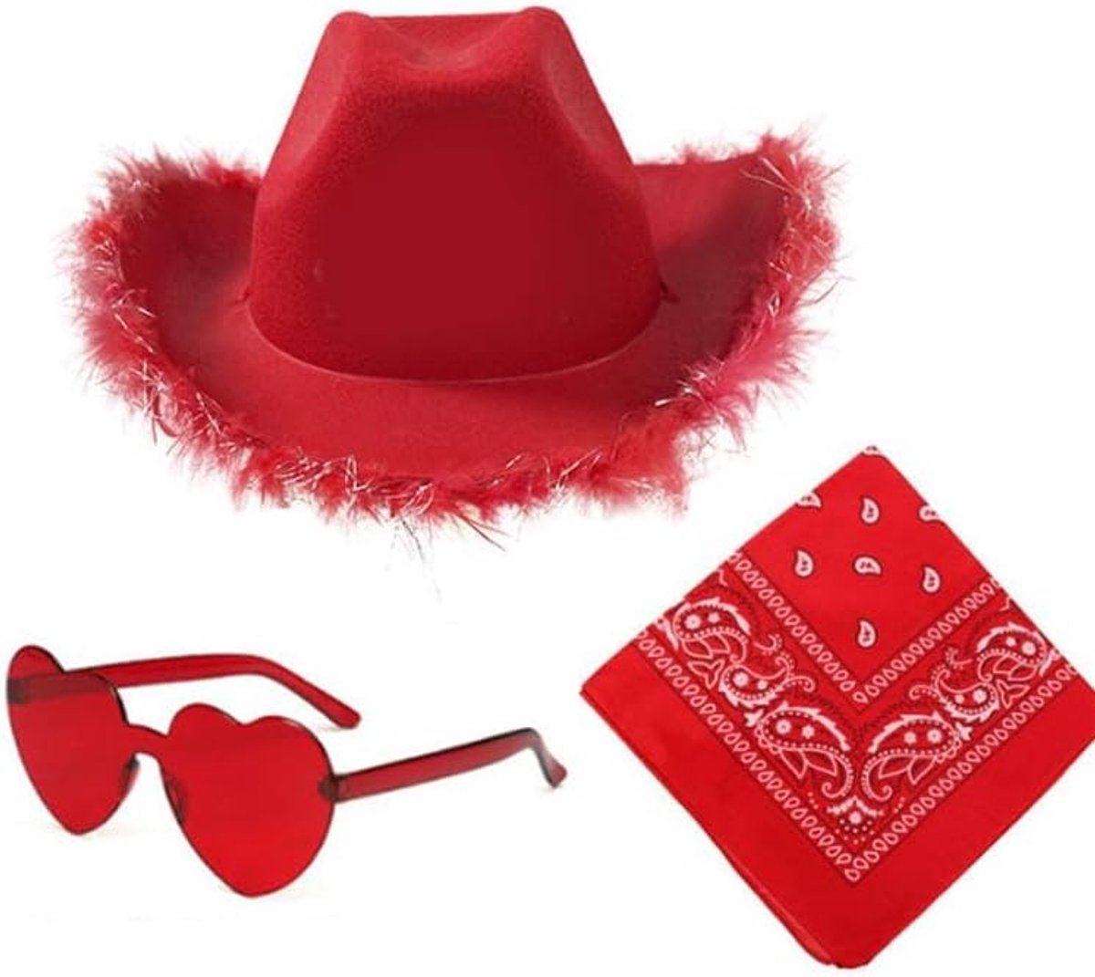 Cowboy Verstelbare cowboyhoed accessoireset voor dames, westernhoed, 3 stuks, ideaal voor rollenspellen op feestjes en carnavalsevenementen, een voor meisjes