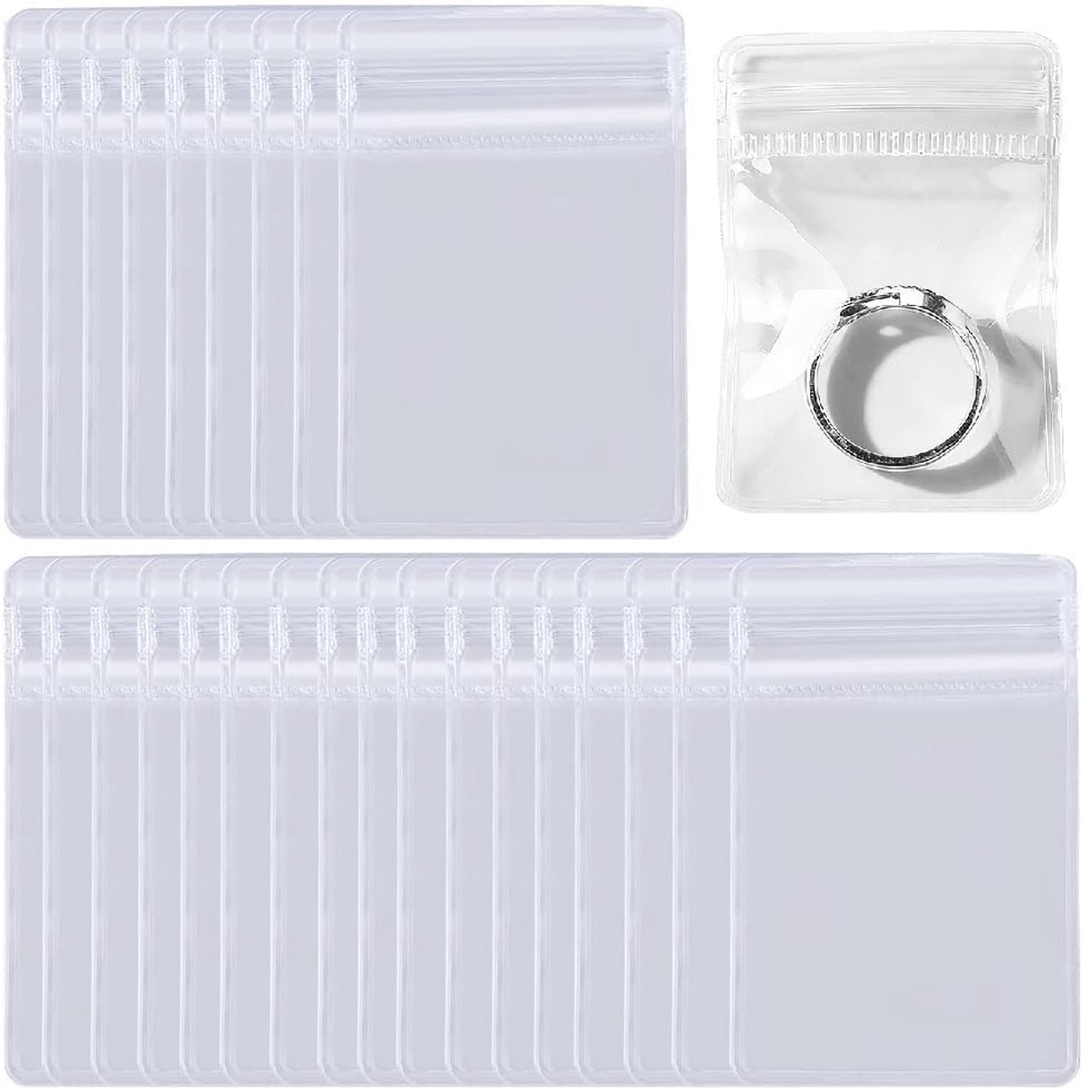 100 stuks kleine plastic zakken, 4 x 6 cm, kleine plastic zakjes, sluitzakken, transparante herbruikbare mini-ritszakken, plastic zakken, afsluitbare zakjes, monsterzakjes