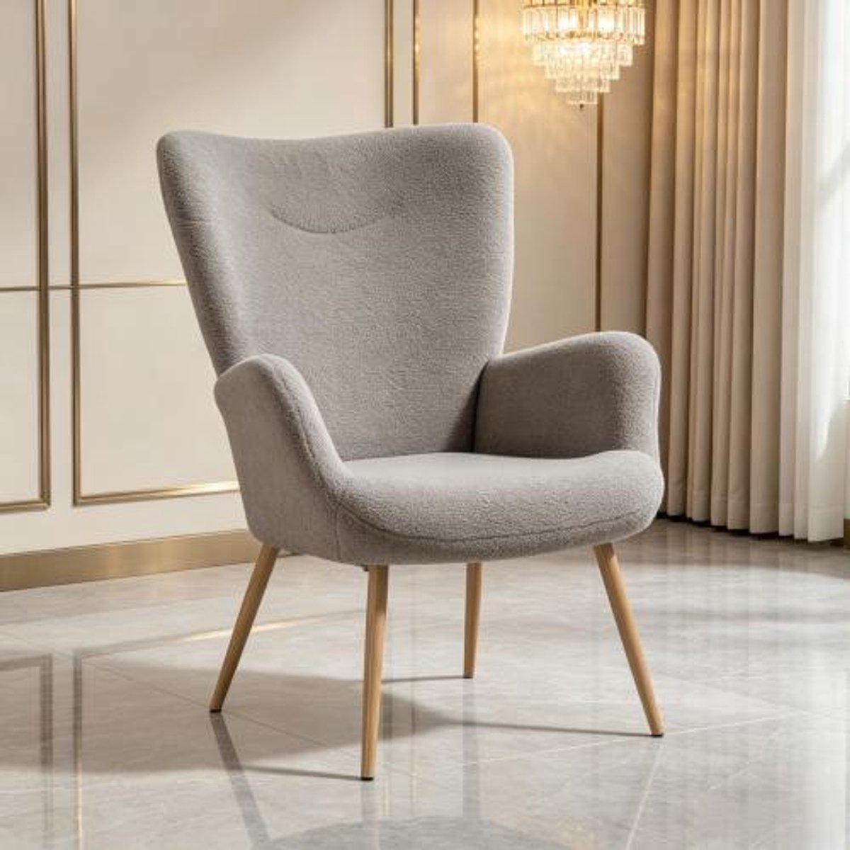 Rolipo fauteuil met hoge rugleuning - Grijze loungestoel voor woonkamer - Ergonomisch - 71x74x97,5cm - Grijs
