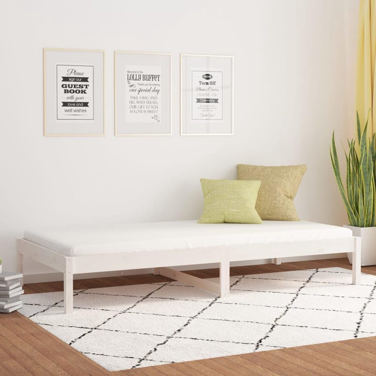 Massief grenenhout slaapbankbed wit 90x200 cm