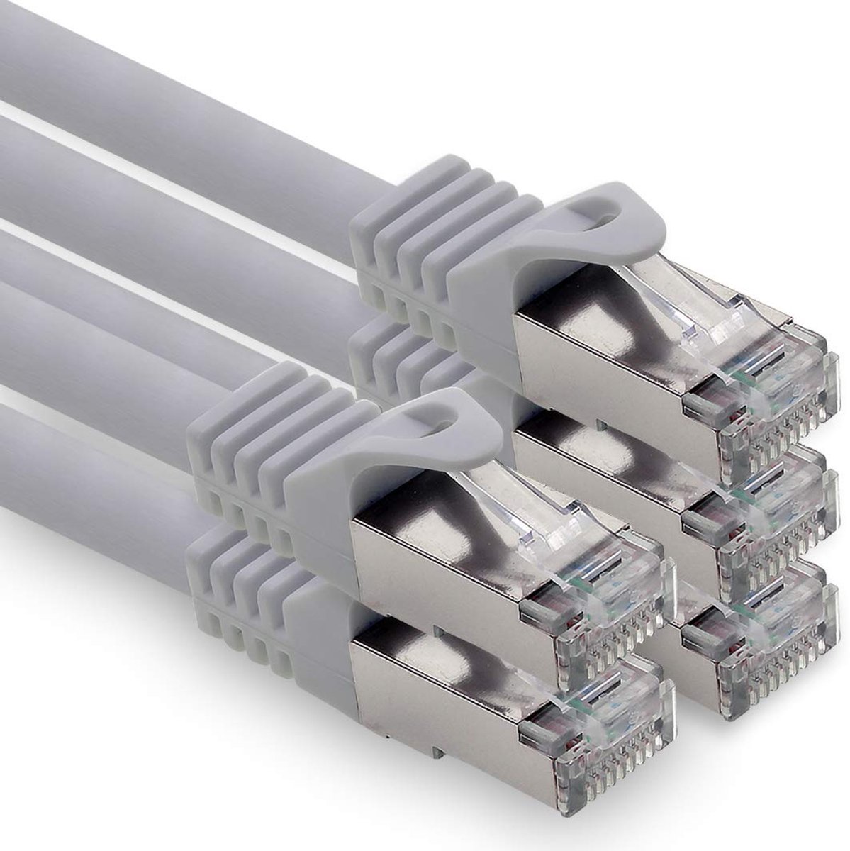 5,0 m - grijs - 5 stuks CAT.7 computer ethernetkabel netwerkkabel (kale kabel) patchkabel S-FTP LSZH PIMF 10 GB s RJ45-connector Cat6a