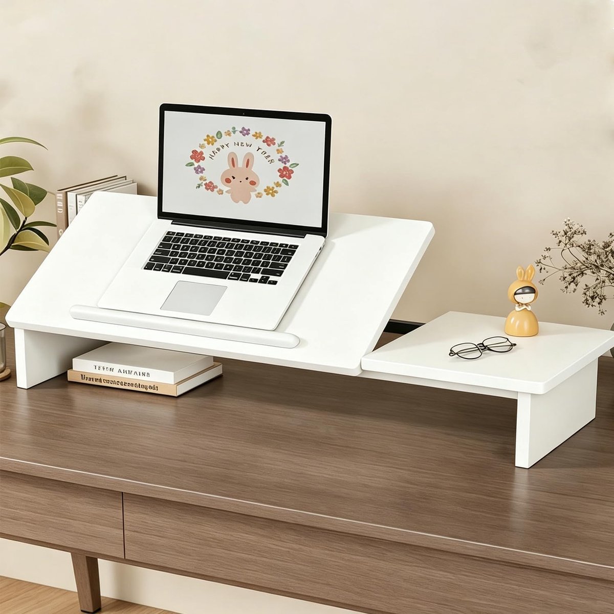 Laptoptafel, laptopverhoging, 51,5 x 24 x 9,5 cm, multifunctioneel met vijf instelbare niveaus, ergonomisch ontworpen, geschikt voor lezen en werken, geschikt voor laptops onder de 17