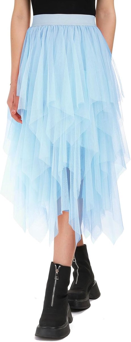 Rokken elastische taille 80 cm midi-rok onregelmatige netrok netrok dagelijks bal, feest
